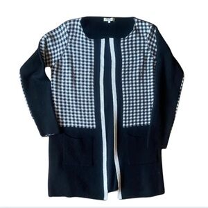COCOGÍO Black & White Women’s Houndstooth Open Cardigan Sweater Size L